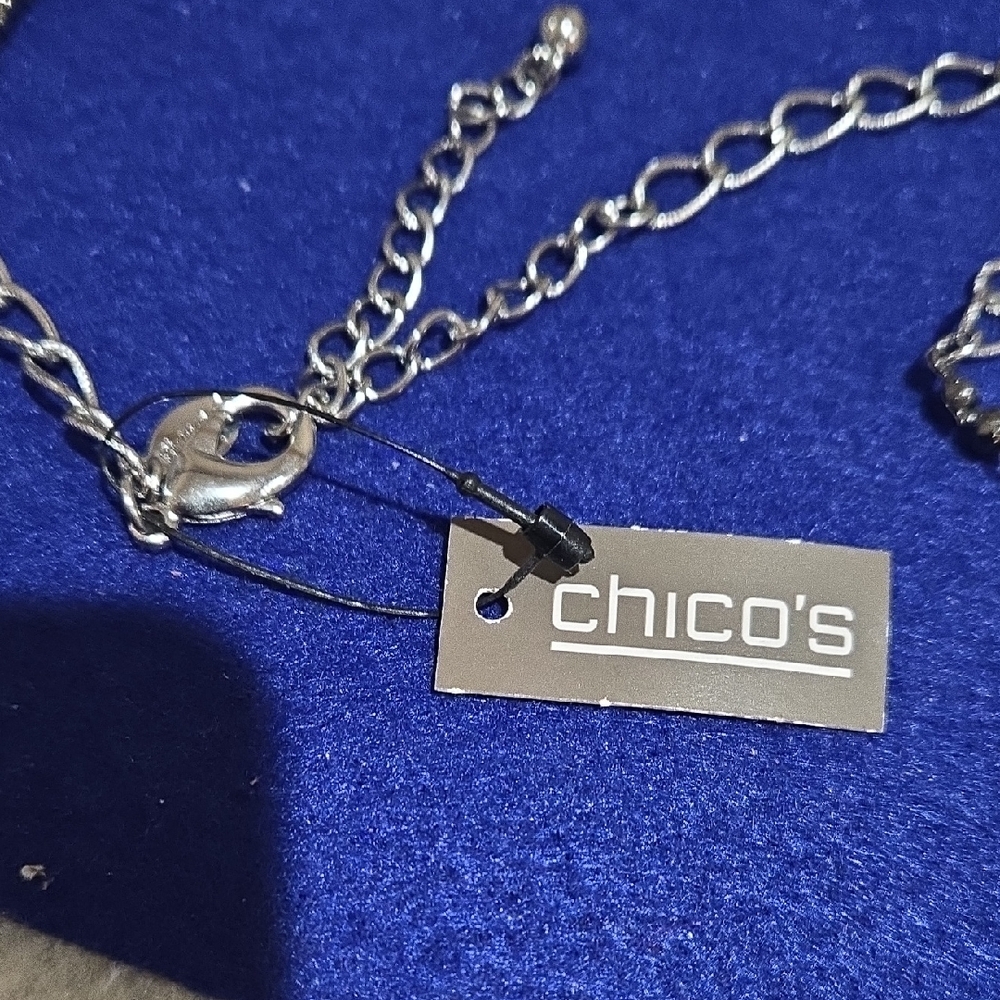 Chico's Silver and Black Beaded Necklace with Tassel - Picture 3 of 5